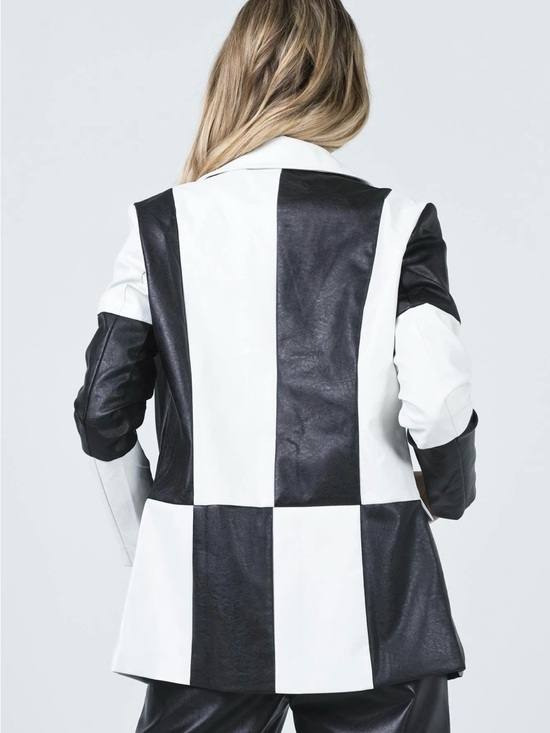 Princess Polly Jackets & Blazers - Princess Polly Black and White Checkerboard Blazer